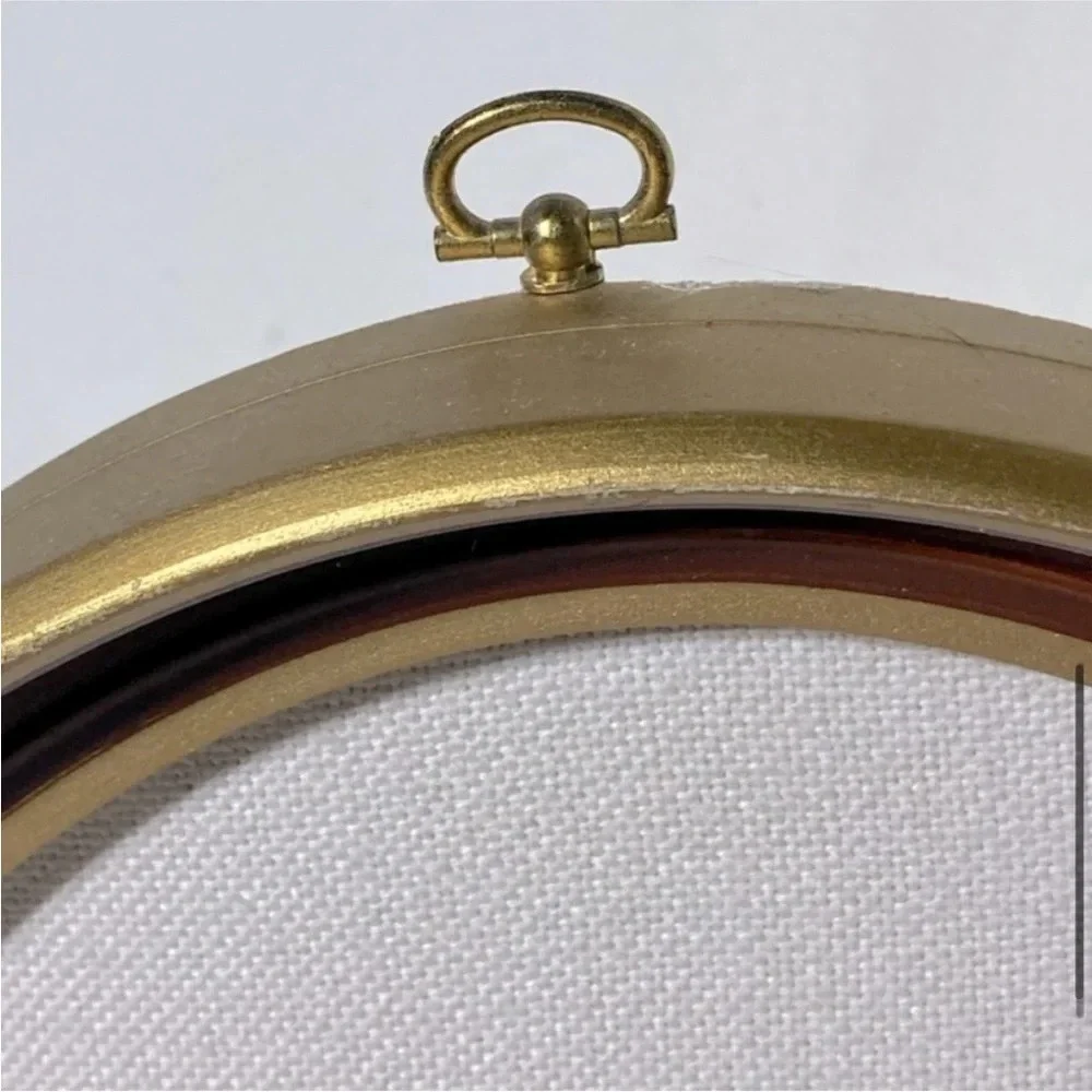 Vintage Hummel Crewel Oval Framed Embroidery  Handmade Completed Wall Decor - Picture 8 of 13